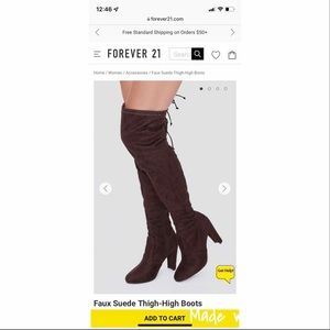 Forever21 Brown Faux Suede Thigh-High Boots. Size 7.5. BRAND NEW, NEVER WORN!